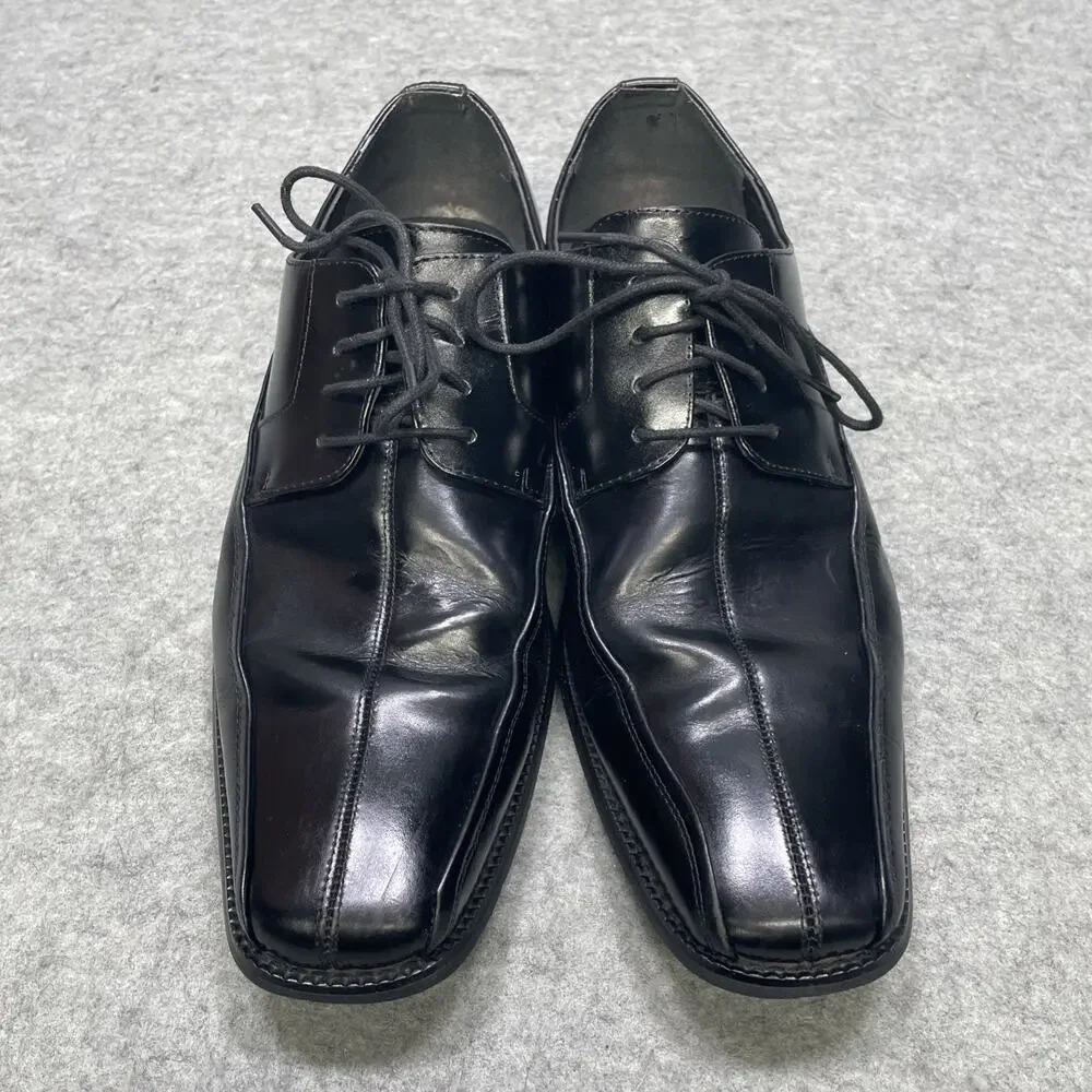 Stacy Adams Mens 11M Black Leather Square Toe Oxford Dress Shoes Lace Up Dapper